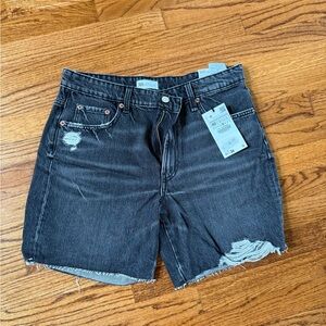Zara Loose Fit Bermuda Black Denim Shorts